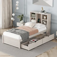 Streamdale Modern Twin Bed Frame with Usb Port & Storage