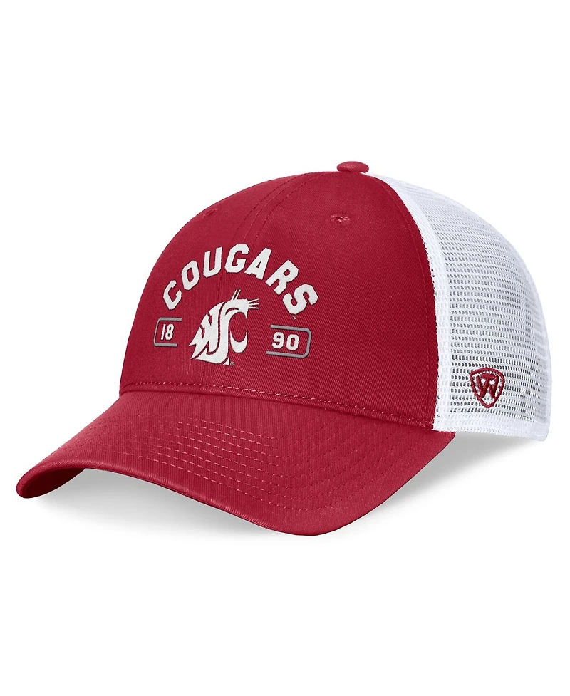 Top of the World Men's Crimson/White Washington State Cougars Free Kick Trucker Adjustable Hat