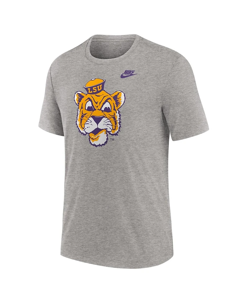 Nike Men's Heather Gray Lsu Tigers Blitz Evergreen Legacy Primary Tri-Blend T-Shirt