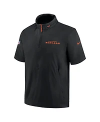 Nike Men's Black Cincinnati Bengals 2024 Sideline Coach Short Sleeve Half-Zip Hoodie Jacket