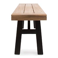 Simplie Fun Rustic Acacia Wood Bench Set with Slat Design and Two-Toned Finish