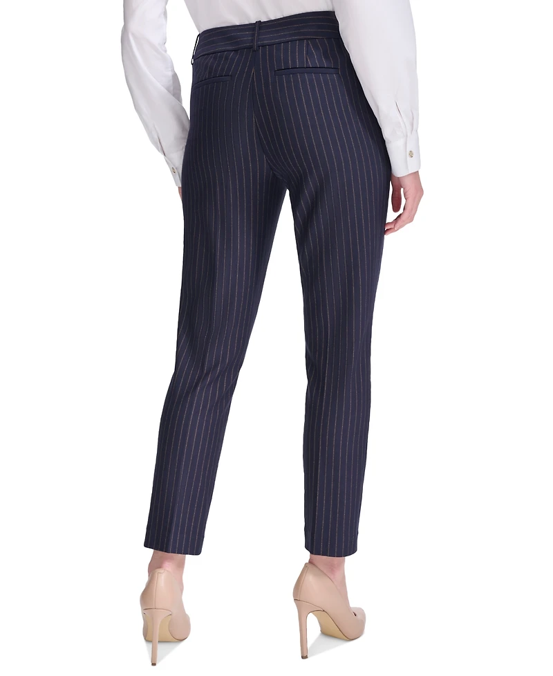 Tommy Hilfiger Women's Pinstripe Mid-Rise Ankle-Length Pants