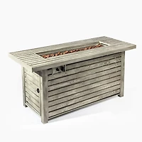 Streamdale 54inch Outdoor Fire Table Steel Fire Pit Table with Wood Grain Surface