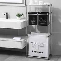 3 Tier Laundry Sorter with 4 Removable Bags