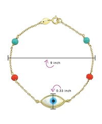 Bling Jewelry Protection Good Luck Amulet Turkish Spiritual Evil Eye Bracelet Yellow Gold Plated Sterling Silver Adjustable 7 Inch