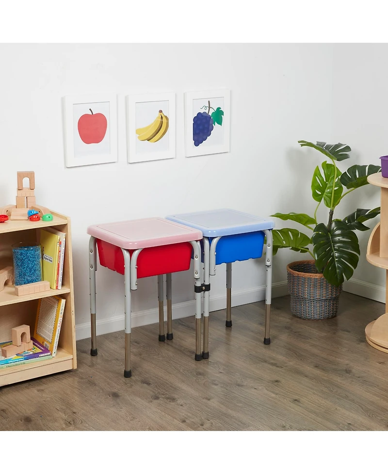 ECR4Kids 2-Station Sand and Water Adjustable Play Table, Seafoam/Emerald