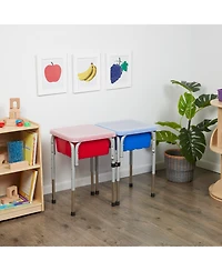 ECR4Kids 2-Station Sand and Water Adjustable Play Table, Seafoam/Emerald