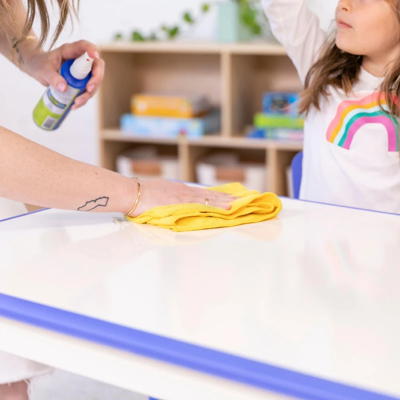 ECR4Kids Dry-Erase Rectangular Activity Table with 2 Chairs, Adjustable, Grey