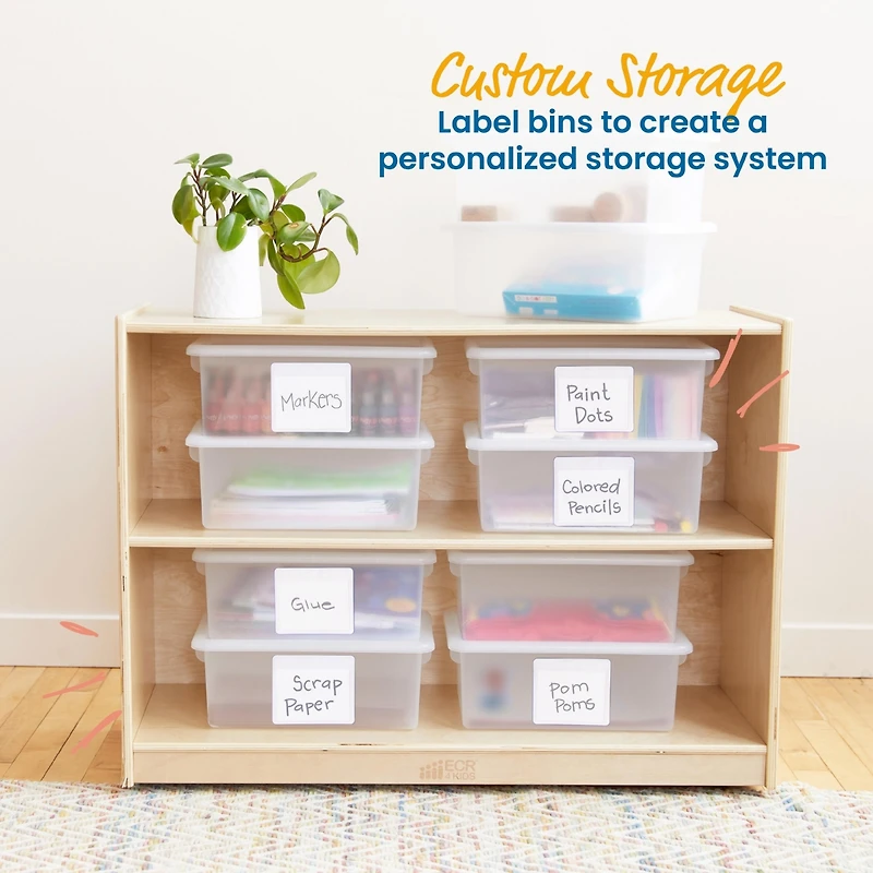 ECR4Kids Cubby Storage Bin with Lid, Blue, 10-Piece