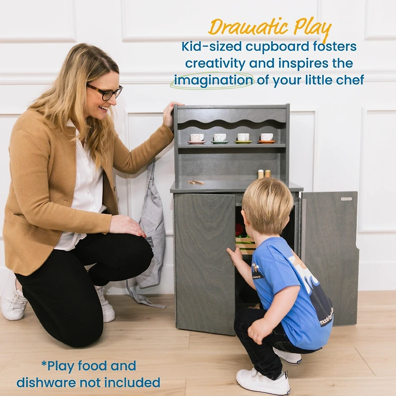 ECR4Kids Play Kitchen Storage Cupboard, White Wash