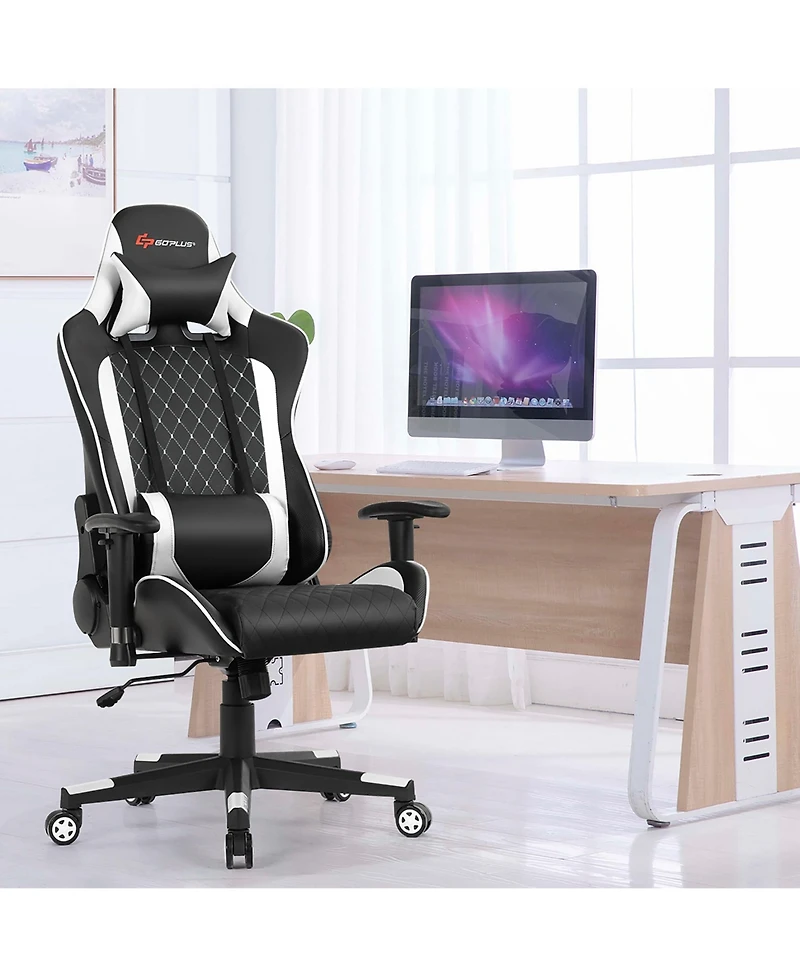Massage Gaming Chair Reclining Racing Chair w/Lumbar Support