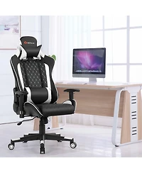 Massage Gaming Chair Reclining Racing Chair w/Lumbar Support