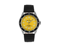 Peugeot Men's Sport Bezel Watch with Yellow Dial and Black Canvas Strap
