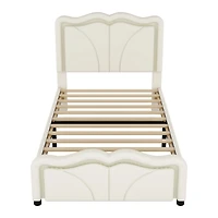 Streamdale Twin Platform Bed with Led Lights and Adjustable Headboard