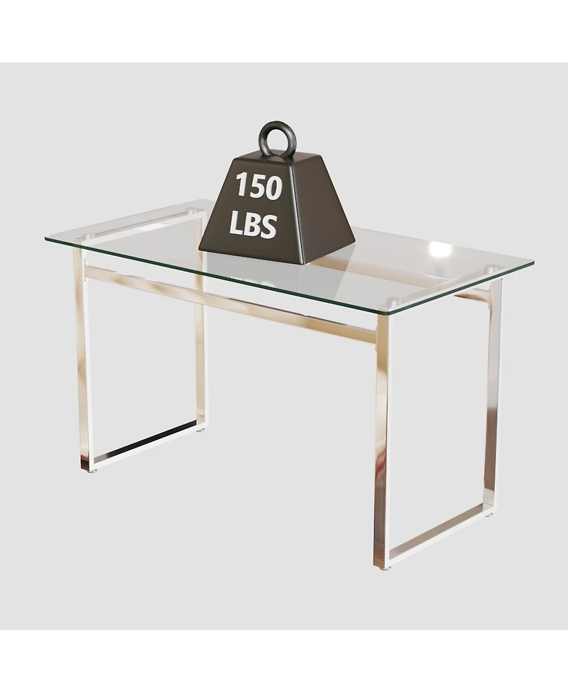 Streamdale Furniture Elegant Glass Dining Table Set with Pu Leather Chairs