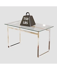 Streamdale Furniture Elegant Glass Dining Table Set with Pu Leather Chairs