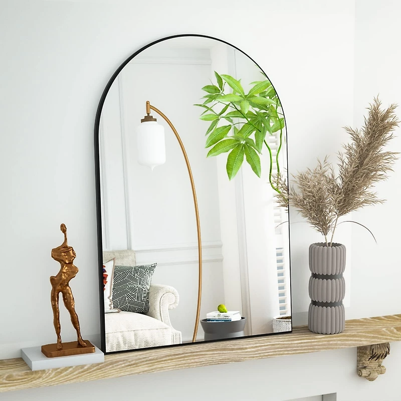 Homlux Arched Wall Mounted Mirror 20"x30" in Black