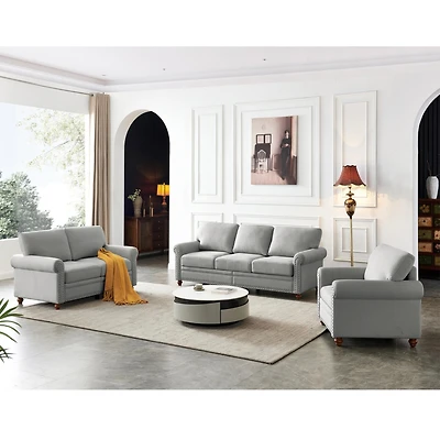 Streamdale Linen Fabric Upholstered With Storage Sofa 1+2+3 Sectional