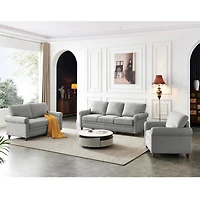 Streamdale Linen Fabric Upholstered With Storage Sofa 1+2+3 Sectional