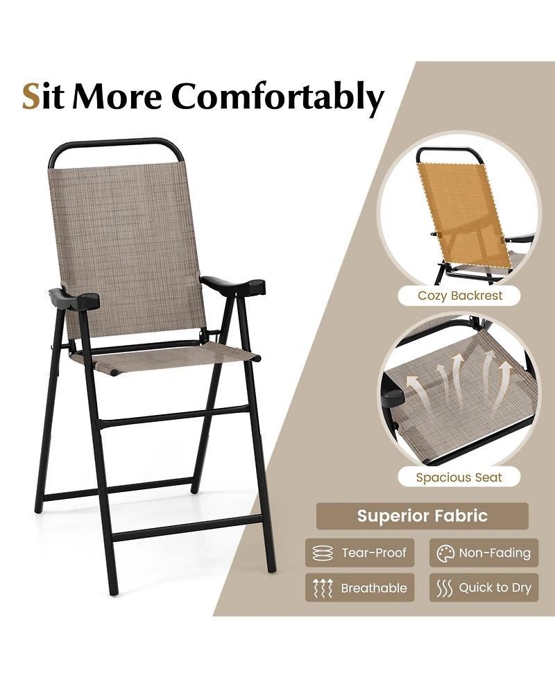 Slickblue Patio Folding Bar Stool Set of with Metal Frame and Footrest