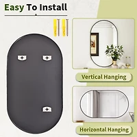 Homlux Oval Wall Mounted Mirror 20"x36" in Black