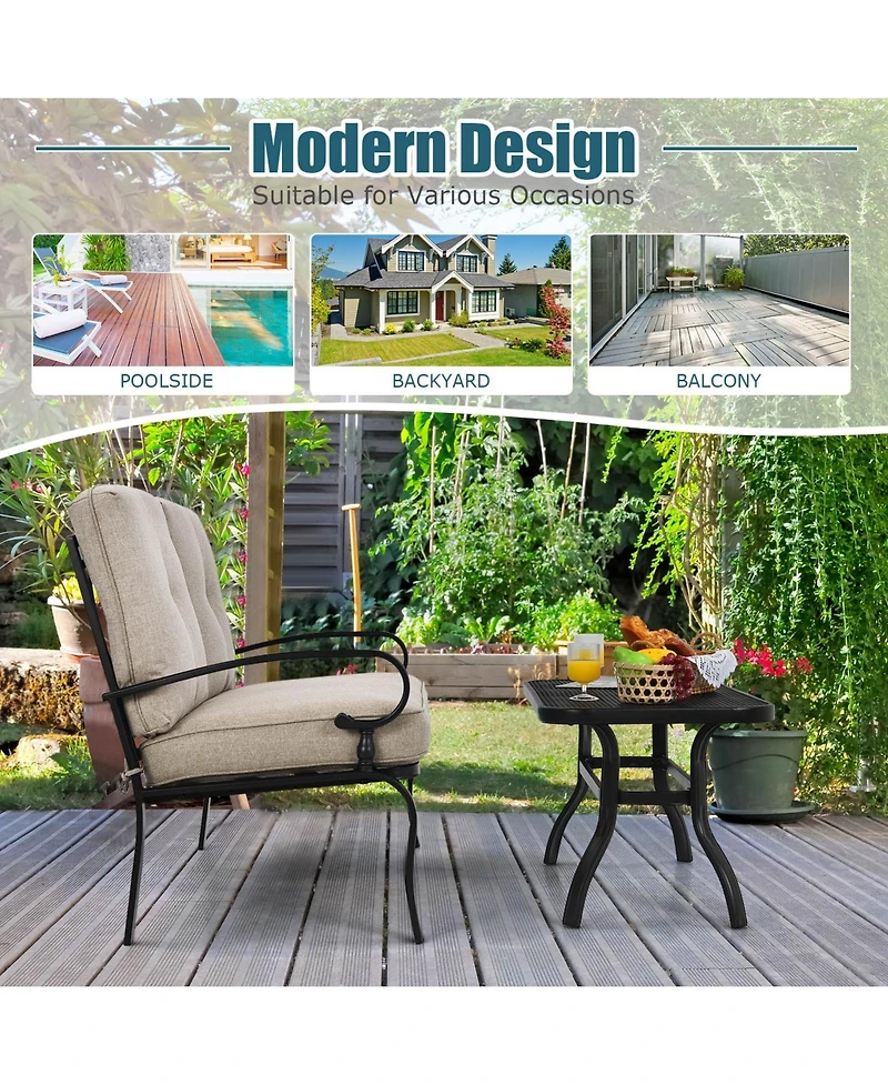 Slickblue 2 Pieces Patio Loveseat Bench Table Furniture Set with Cushioned Chair
