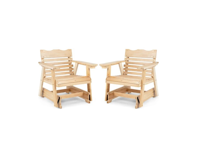 Slickblue Outdoor Wood Rocking Chair with High Back and Widened Armrests