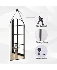 Homlux Arched Wall Mounted Mirror 16"x48" in Black