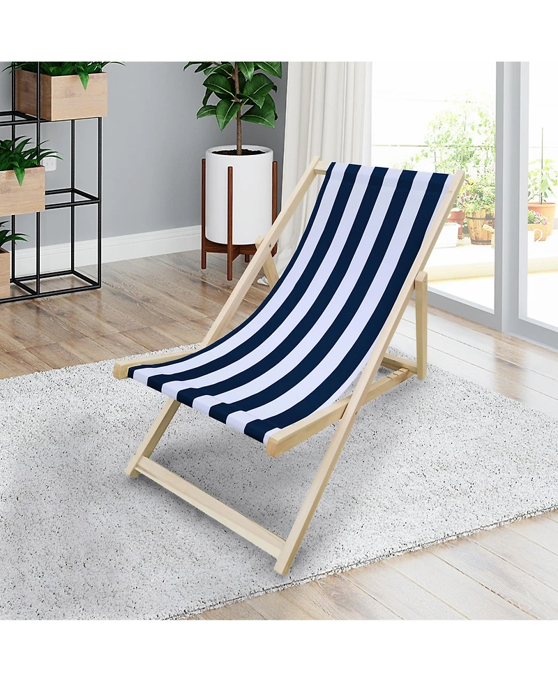 Streamdale Furniture Populus wood sling chair blue Stripe Broad Dark blue Strip