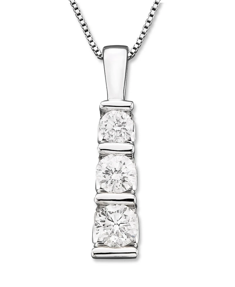 Three-Stone Diamond Pendant Necklace 14k White Gold or Yellow (1/2 ct. t.w.)