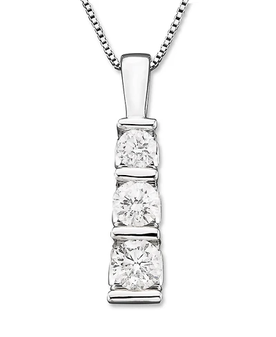 Three-Stone Diamond Pendant Necklace 14k White Gold or Yellow (1/2 ct. t.w.)