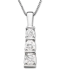 Three-Stone Diamond Pendant Necklace 14k White Gold or Yellow (1/2 ct. t.w.)