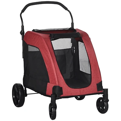 Spacious Pet Stroller for Dogs up to 77 lbs, with Foldable Design for Convenient Storage