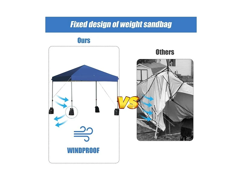 Slickblue 8 x 8 Feet Outdoor Pop-up Canopy Tent with Portable Roller Bag and Sand Bags