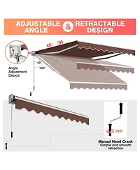 Slickblue 8 x 6.6 Feet Patio Retractable Awning with Manual Crank Handle