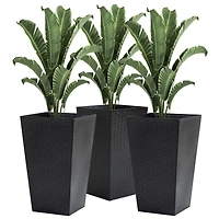 Charming Rattan-Style Planter Trio with Self-Drainage