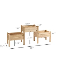 Elevated 2-Tiered Fir Wood Garden Bed with Drainage Holes (72.5" L x 17.75" W x 31.5" H)