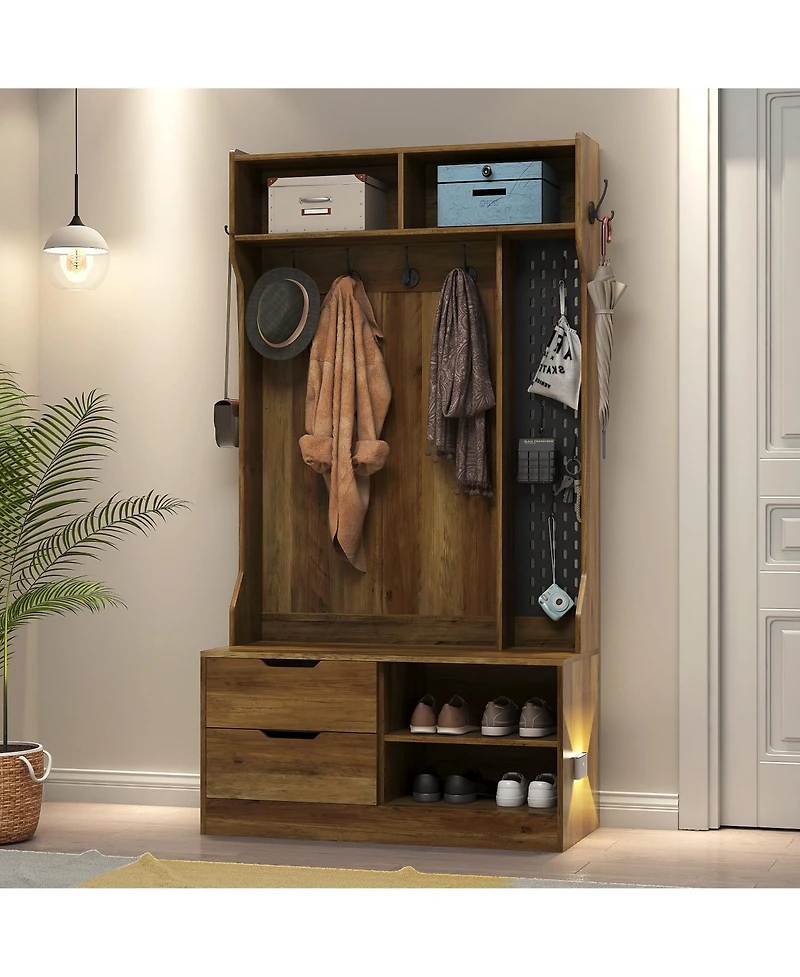 Streamdale Sleek Hall Tree with Storage and Shoe Bench