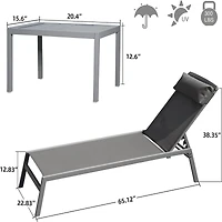 Streamdale Aluminum Pool Lounge Set, 3 Pieces Textilene Recliner With Headrest