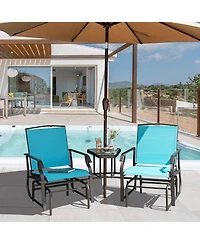 Slickblue Double Swing Glider Rocker Chair set with Glass Table