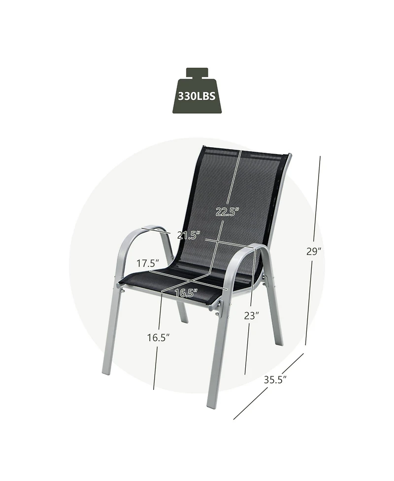 Slickblue 4 Pieces Stackable Patio Dining Chairs Set with Armrest