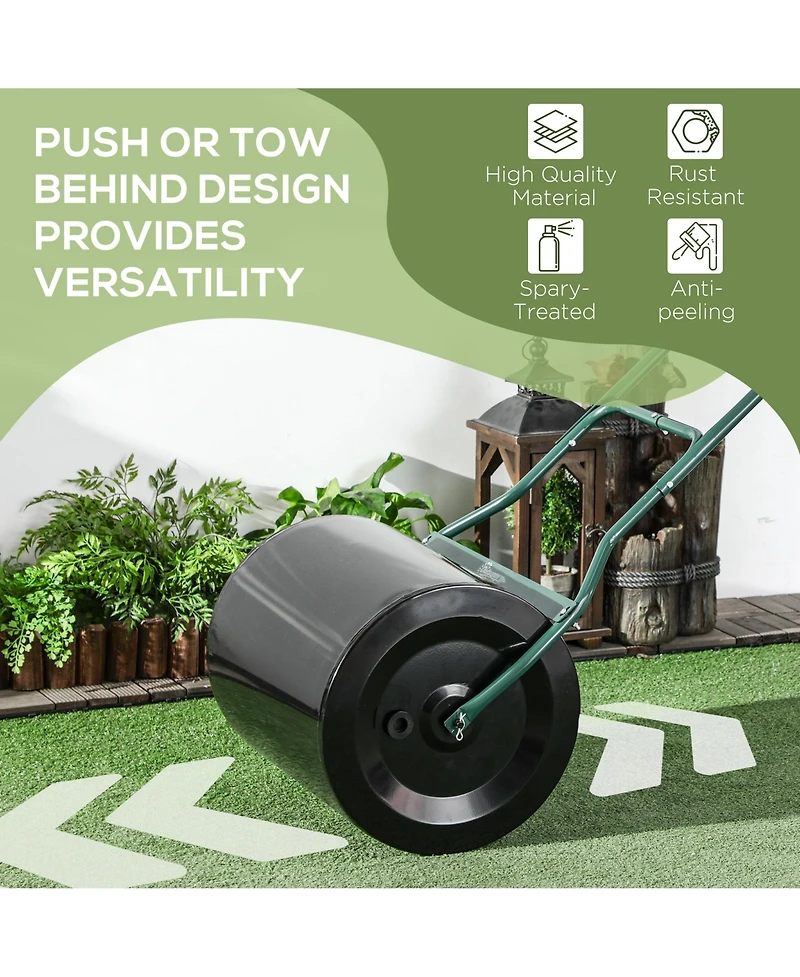 3-Piece Push and Tow-Behind Lawn Roller with 15 Gallon Capacity