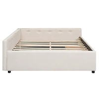 Streamdale Queen Size Upholstered Platform Bed with Usb and 2 Drawers, Beige