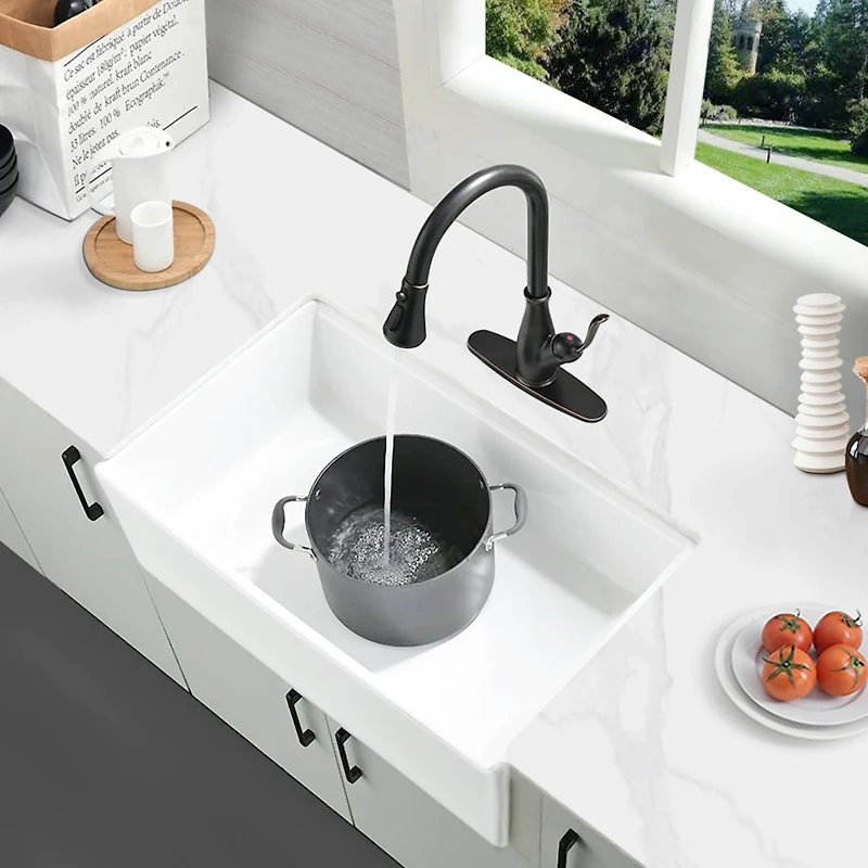 Streamdale Furniture Fireclay 33 L X 20 W Workstation Farmhouse Kitchen Sink With Accessories