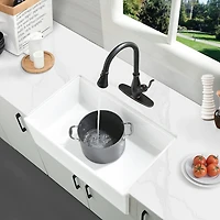 Streamdale Furniture Fireclay 33 L X 20 W Workstation Farmhouse Kitchen Sink With Accessories