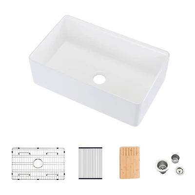 Streamdale Furniture Fireclay 33 L X 20 W Workstation Farmhouse Kitchen Sink With Accessories