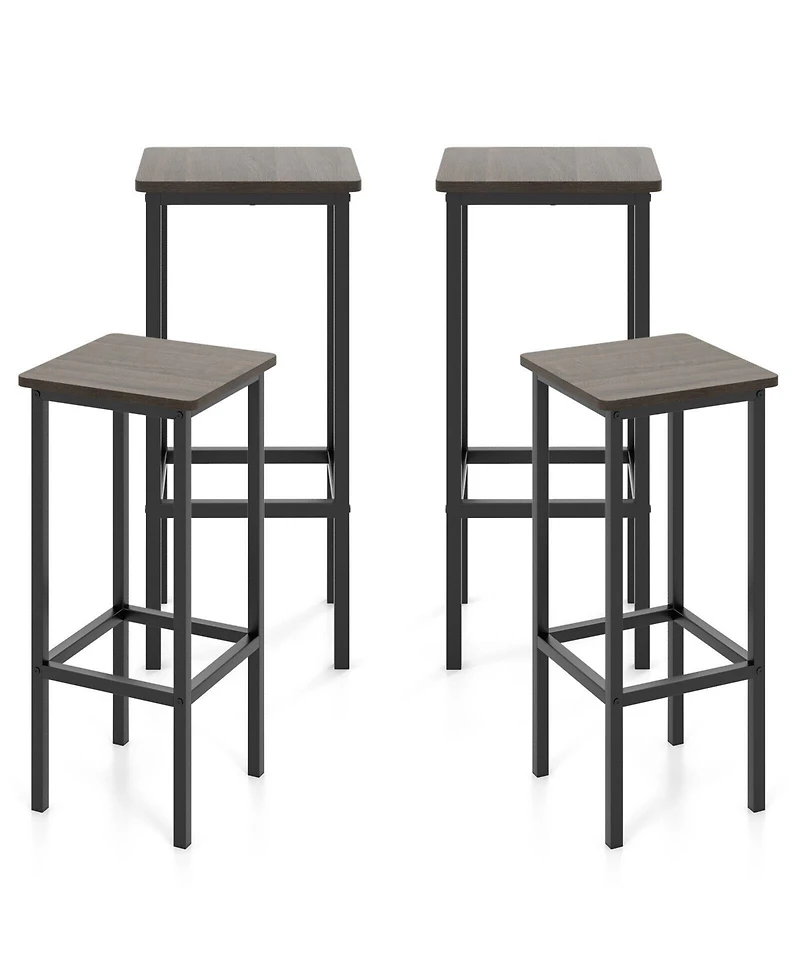 Slickblue Set of 4 Bar Stool 26" Chair with Metal Legs and Footrest