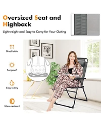 Slickblue 2 Pieces Patio Adjustable Folding Recliner Chairs with 7 Level Adjustable Backrest