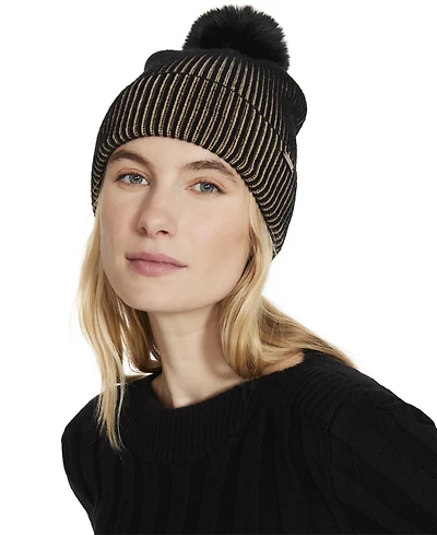 Steve Madden Women's Seeing Double Ribbed Beanie