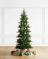 Glitzhome 7.5ft Pre Lit Green Slim Fir Artificial Christmas Tree with 350 strawberry Lights,9 Functional Warm White Multi color, remote controller